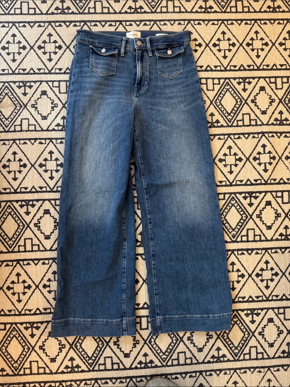 Frame Denim Le Slim Palazzo Wide Leg Jeans - Medium Blue